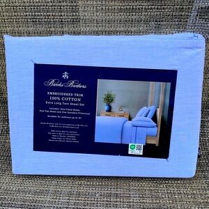 Brooks Brothers Brooks Embroidered Blue Cotton TWIN XL Sheet Set 3pc